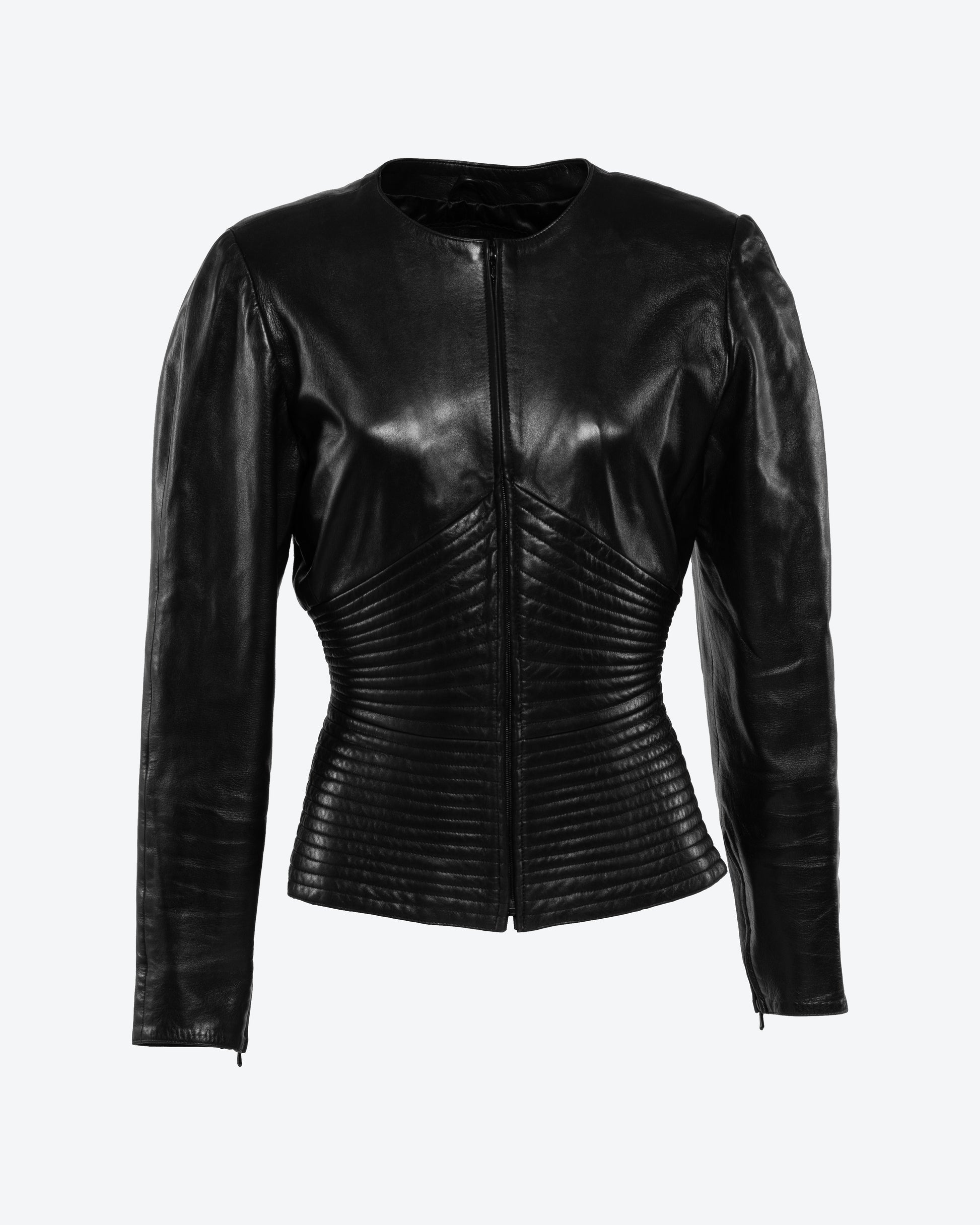 Lucas Martin Vintage Claude Montana S/S 1988 Ribbed Leather Jacket Front