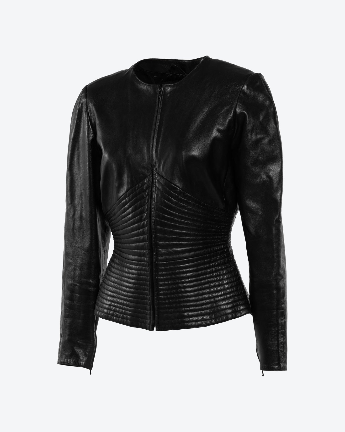 Lucas Martin Vintage Claude Montana S/S 1988 Ribbed Leather Jacket Side