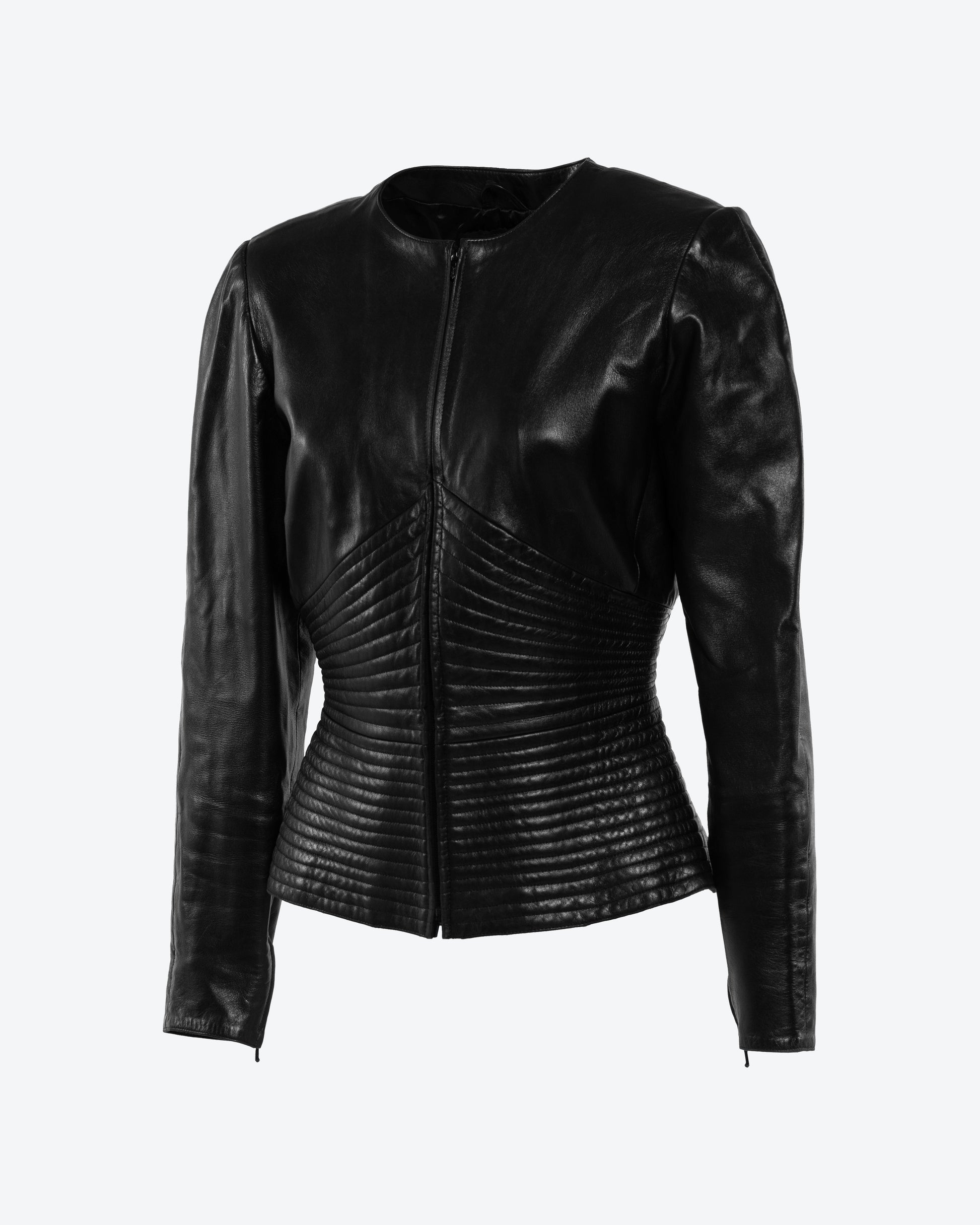 Lucas Martin Vintage Claude Montana S/S 1988 Ribbed Leather Jacket Side