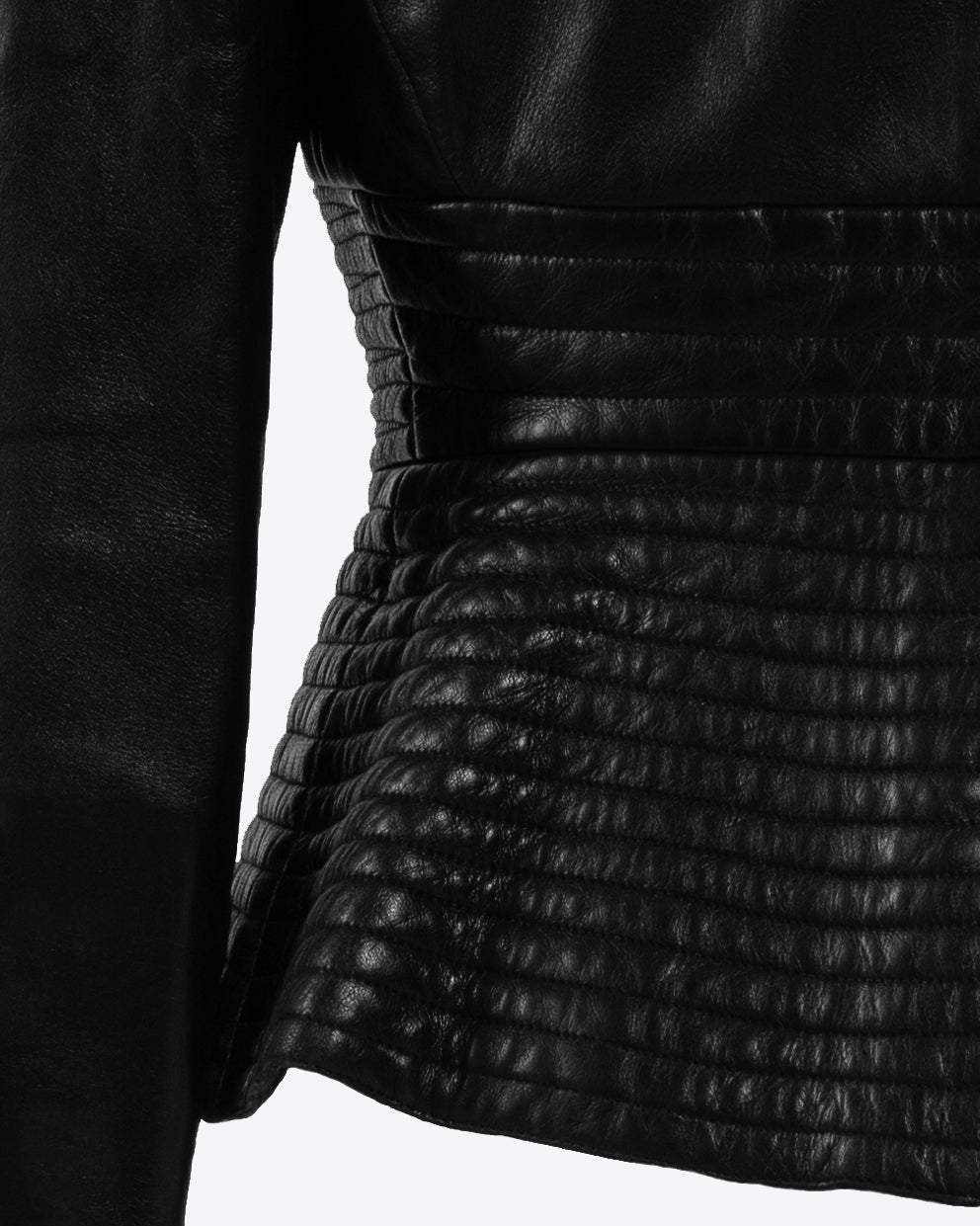 Lucas Martin Vintage Claude Montana S/S 1988 Ribbed Leather Jacket Close-Up