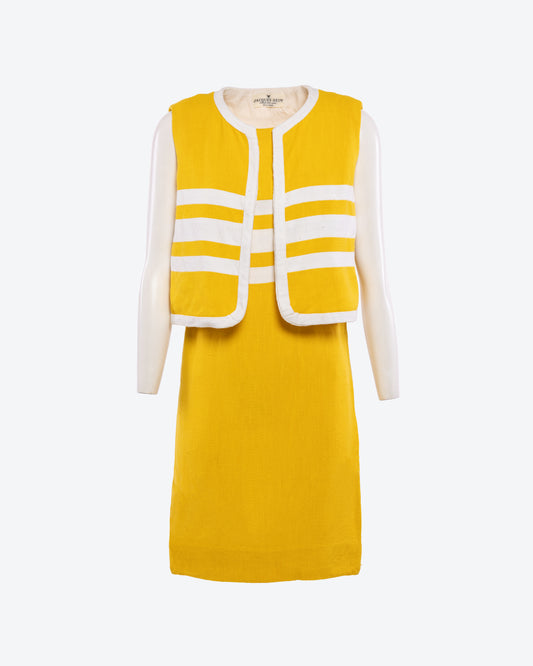Lucas Martin Vintage Jacques Heim Haute Couture Striped Summer Ensemble circa. 1958-67 Front