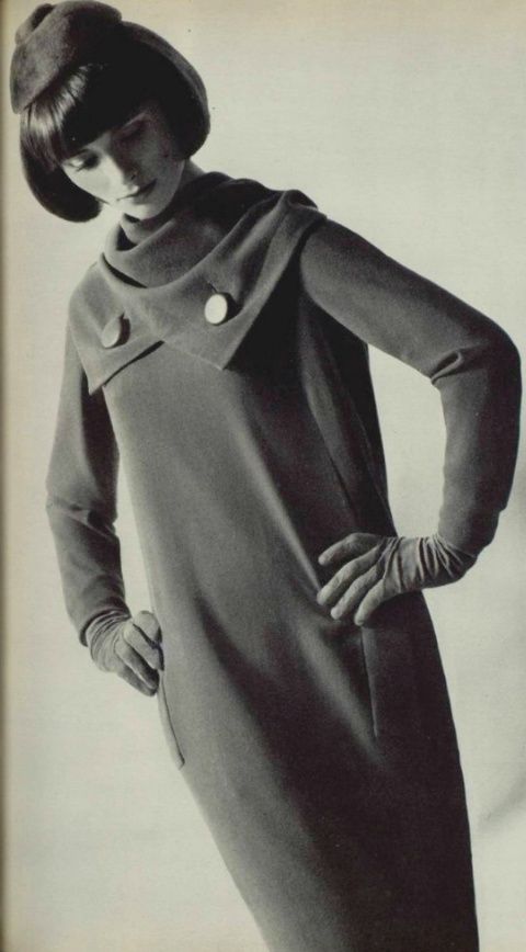 Lucas Martin Vintage Pierre Cardin Haute Couture 1963 Cowl Neckline Dress Documented