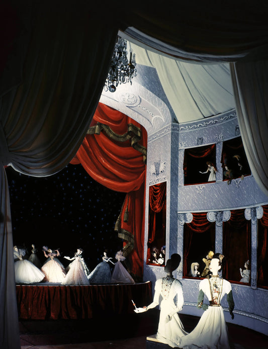 The opera scene of the Théatre de la Mode, designed by Christian Bérard. Photographed by Horst P. Horst, Vogue ,June 1, 1946.