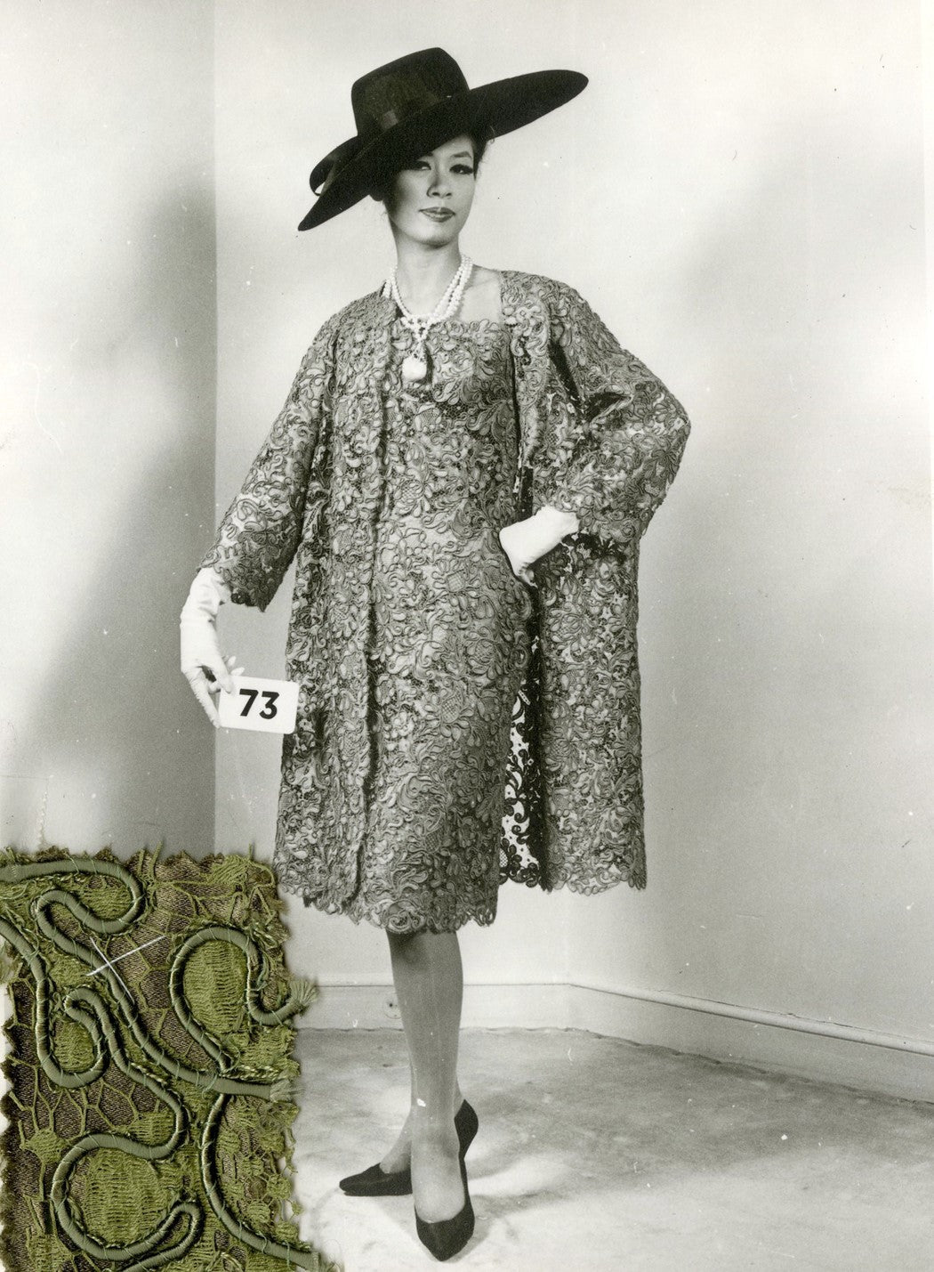 Marescot lace coat and cocktail dress, 1963 Courtesy of Archives Balenciaga, Paris