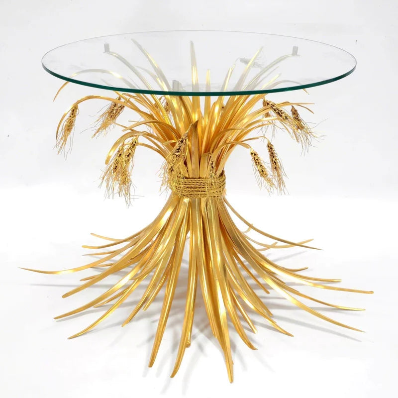 Robert Goossens "Rye" epis de ble table, ca. 1970 Gilt bronze, brass, glass